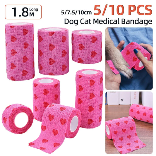 2/5/10Pcs Self-adhesive Elastic Bandage for Pet Dog Cat Leg Cover Protector Strap Medical Bandage Non-woven Cohesive Bandage