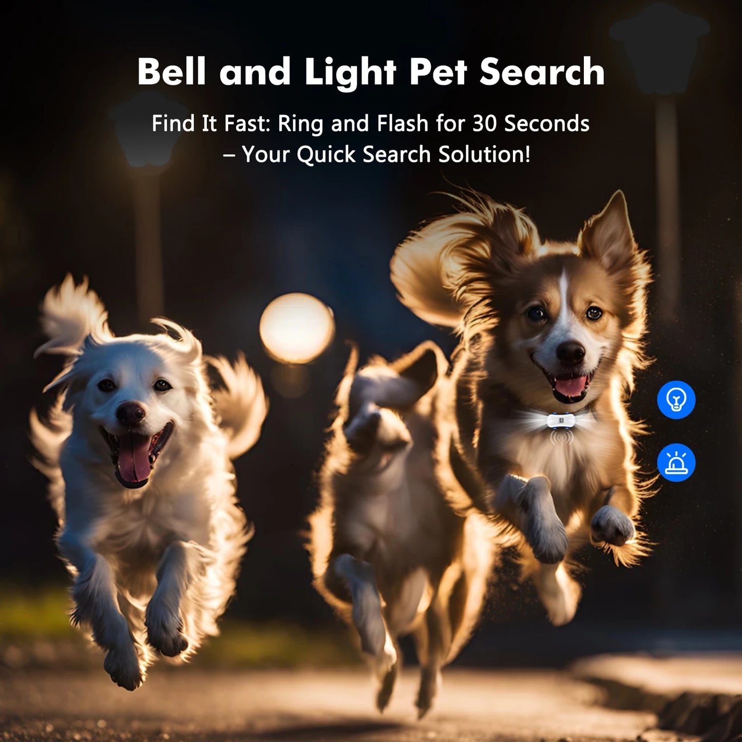 Dog Cat Tracker Smart Light Sound Search Lost Finder Waterproof Tracking Device for Pets with Free Trial