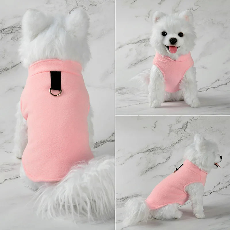 Dog Clothes, Warm Fleece Dogs Clothes Pet Dog Jacket Vest With D-Ring For Small Dog Cats Clothing French Bulldog Costumes Chihuahua Coat