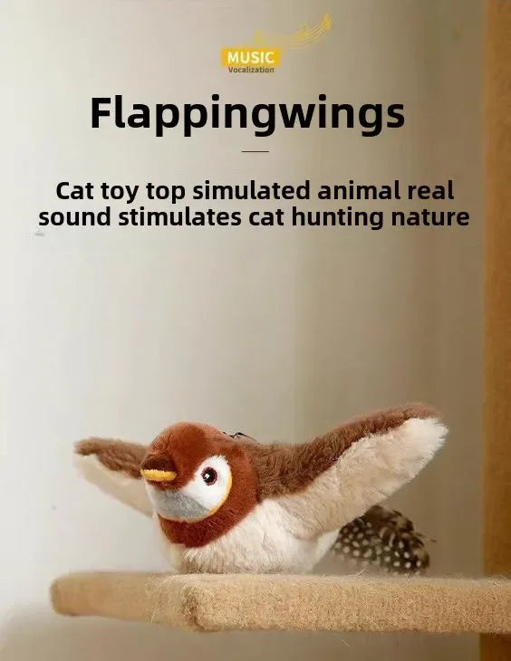 Hot Cat Interactive Toys Catnip Electric Pat Bird (with Catnip) Dog Cats Touch-Activated Squeaky Plush Toy Pet USB Rechargeable