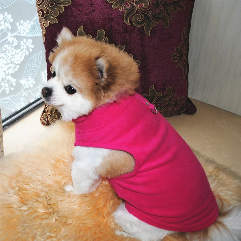 Pet Thickened Warm Clothes Autumn Winter Vest Coat Small Medium Dogs Breathable Soft Costume with Traction Ring