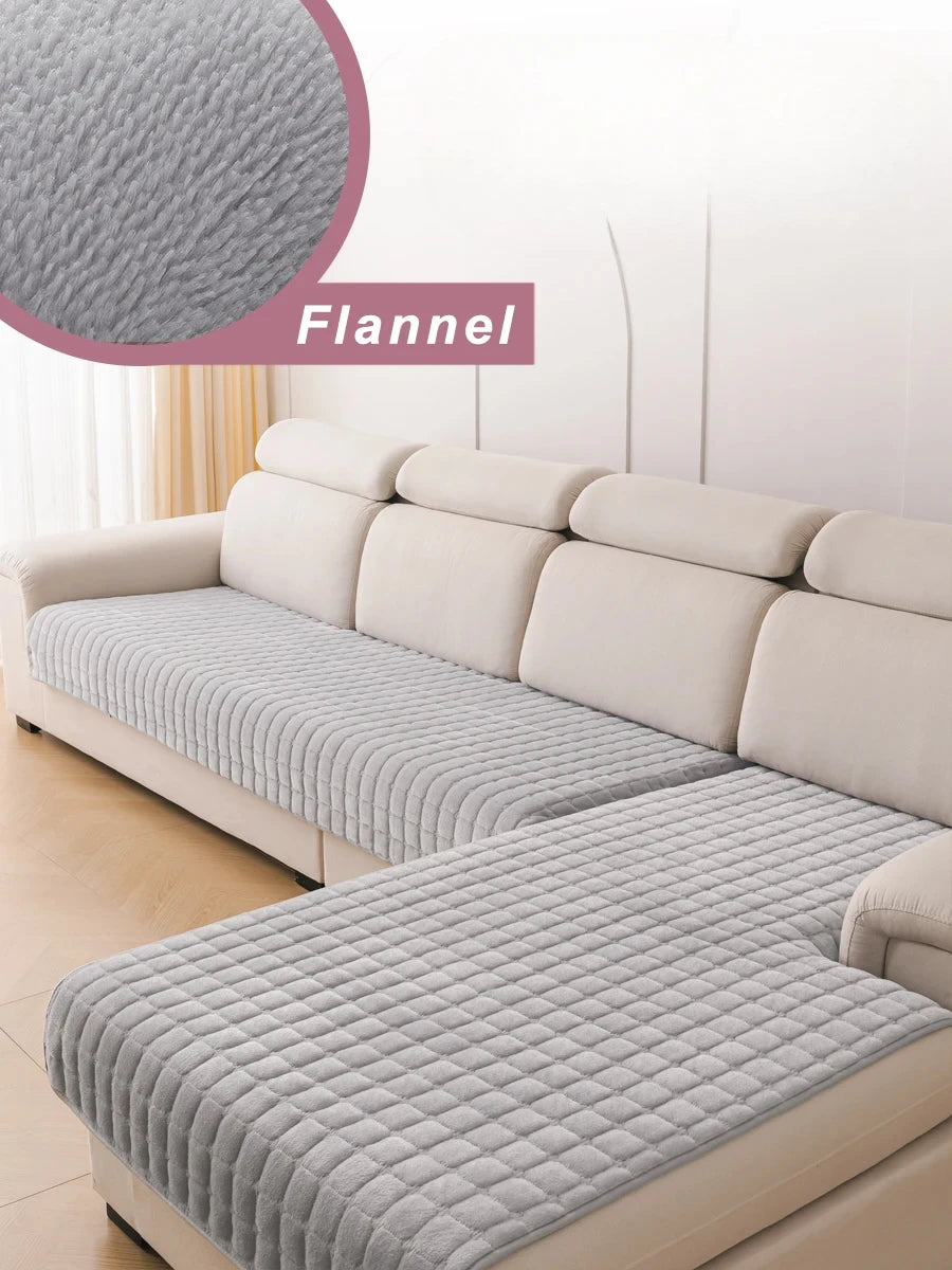 L-shaped Corner Flannel Sofa Cover Universal Living Room Sofa Cover