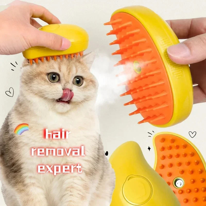 Cat Dog Steam Brush Cat Comb Spray Massage Brush 3in1 Anti-cat Fur Brush Folding Rotatable Floating Hair Bath Hair Removal