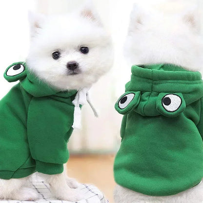 Autumn Winter Cat Hoodies Small Cats Dogs Cute Frog Shaped French Bulldog Puppy Soft Warm Fleece Costume Chihuahua Sweatshirts