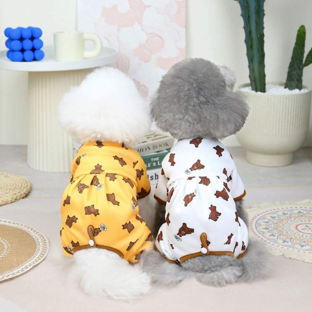 Dog Pajamas Small Dogs Pjs Jumpsuit 4 Legs Puppy Pajama Soft Dog Onesies Pet Clothes Autumn Winter Home Wear Hair Shedding Cover