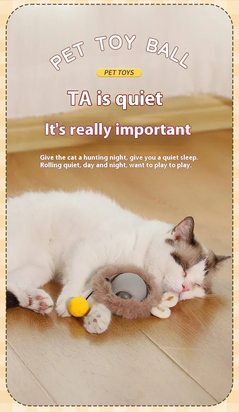 Cat Interactive Ball Toy Automatic Rolling Ball with Tail Rechargeable Smart Pet Interactive Toy Intelligent Mouse for Cat