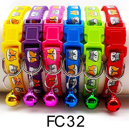 12 Pcs Wholesale Collars for Cat Collar With Bell Adjustable Necklace Cat Puppy Kitten Collar Dropshipping Pet Cats Collar Perro