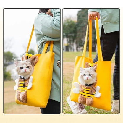 Pet Backpack, Pet Kitten Carrier Outdoor, Comfort Handmade Cat Dog Bag, Travel Breathable Shoulder Crossbody Bag Dog Supplies