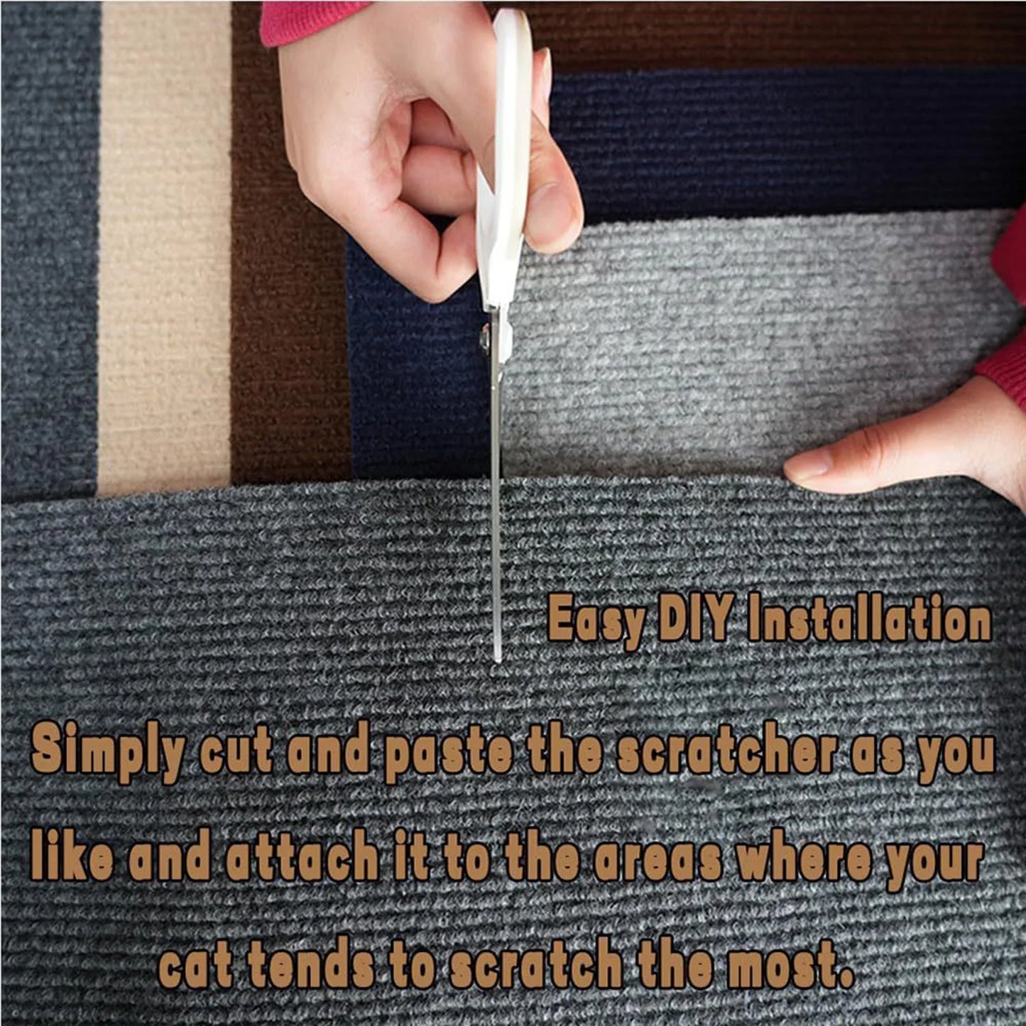 Self-Adhesive Carpet Cats Scratch Board Wall Anti Cat Scratch Sofa Diy Cats Scratch Board Sofa Protection Paws Sharpen Trimmable