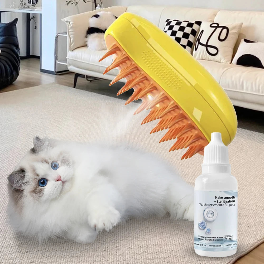 10-3PC Cat Steam Brush Wash Free Essence Hair Serum Animal Grooming Essence Cat Dog Depilation for Cat Steamy Brush Pet Cleaning