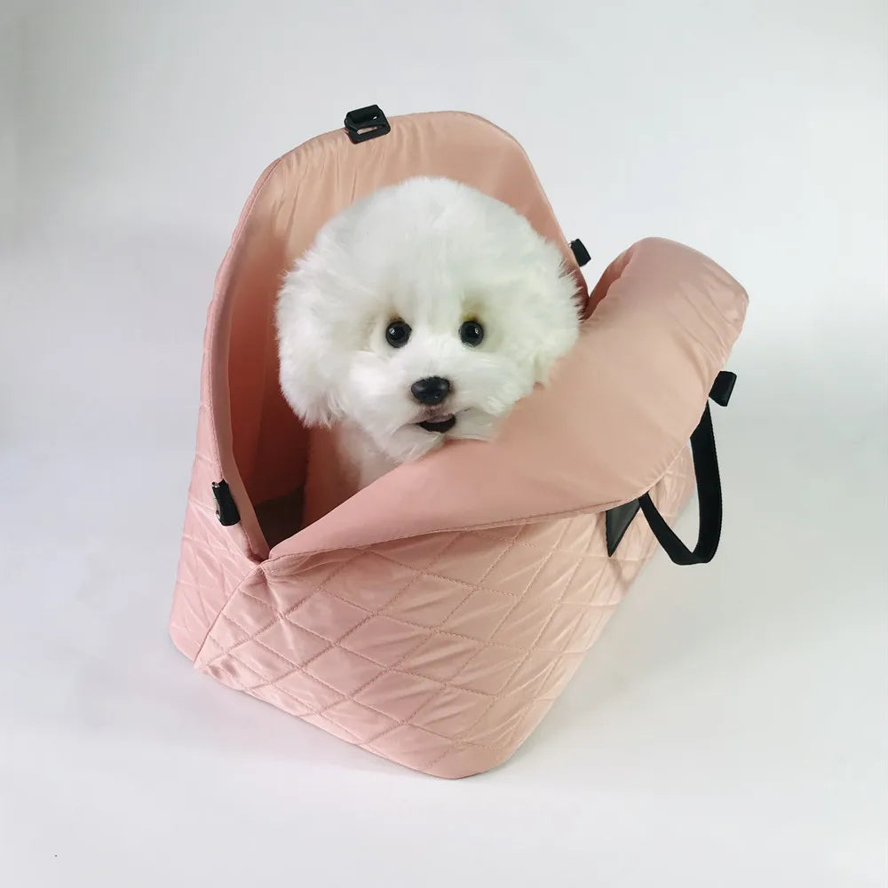 Dog Car Seat Puppy Bed with Adjustable Fixed Strap Non-Slip Bottom Dog Seat for Dog Cat Traveling Carry Supplies Cat Carrier Bag