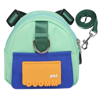 Pet Backpack With Harness Collar Outdoor Travel Portable Dog Training Treat Pouch Puppy Snack Reward Waist Bag Dogs Poop Bags