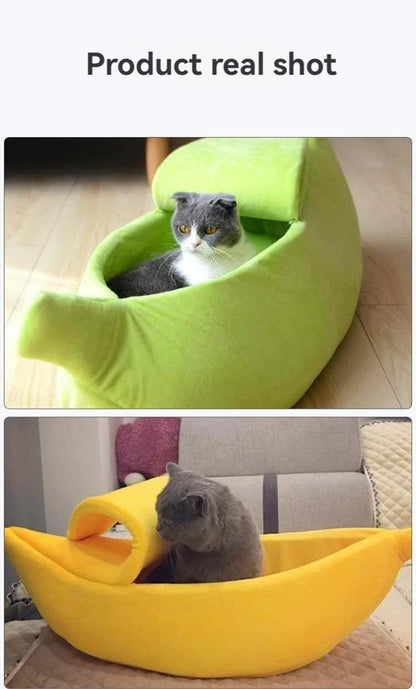 Banana Shaped Pet Bed for Extra Small Dogs and Cats Pet Soft Cushion Washable Pet Banana Bed