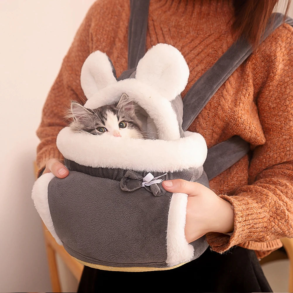 cats bag, Winter Warm Cat Backpack Soft Cozy Cute Plush Pets Cage All In 1 Style Cat Bag Carrier Bag For Outdoor Travel Pet Accessories