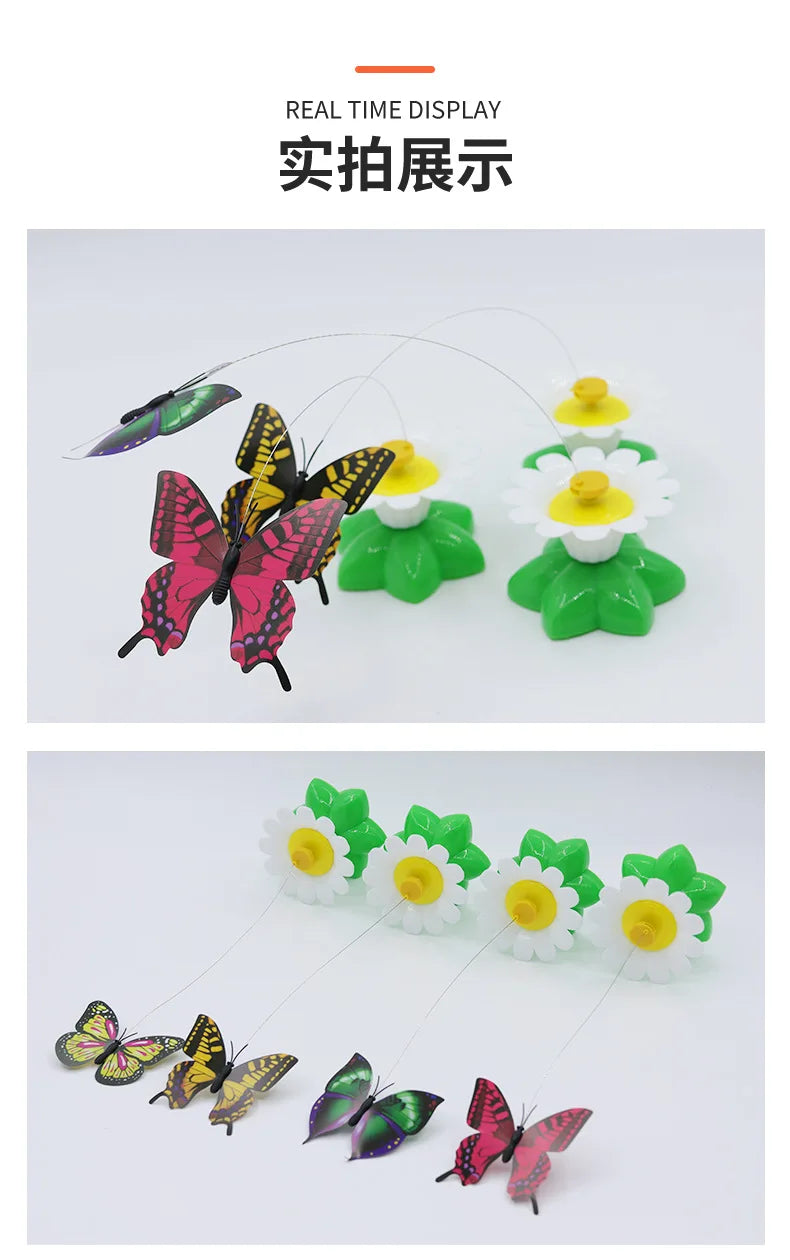 Rotating Electric Butterfly, Hummingbird And Bee Pet New Product Rotating Around Flowers To Cats And Butterflies Pet Toys 고양이