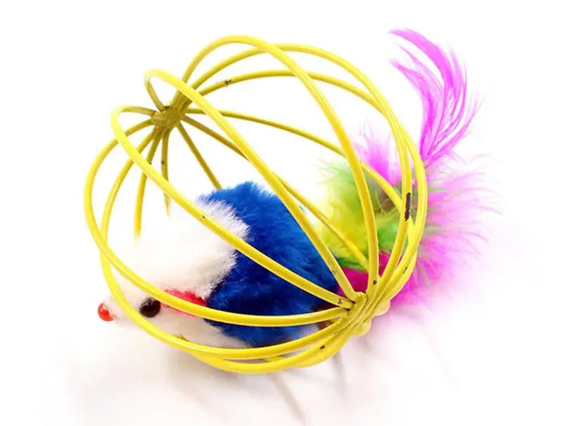 1pc Cat Toy Stick Feather Wand With Bell Mouse Cage Toys Plastic Artificial Colorful Cat Teaser Toy Pet Supplies Random Color