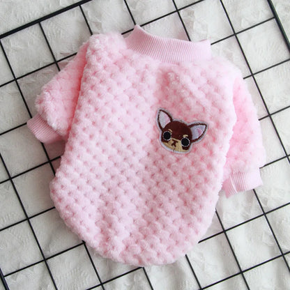 Warm Outfit Fleece Pet Clothes Sweater Cute Chihuahua Print Coat Small Medium Dog Clothes Hoodie Jacket Teddy Bulldog Chihuahua