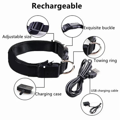 LED Glowing Dog Collar Adjustable Flashing Rechargea Luminous Collar Night Anti-Lost Dog Light HarnessFor Small Dog Pet Products