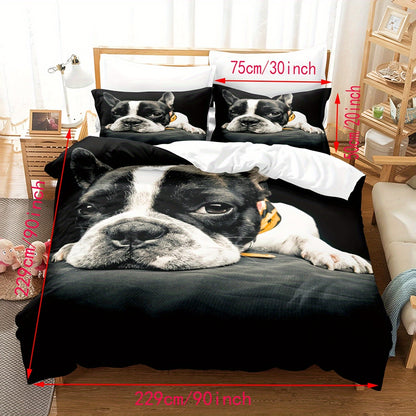 2/3pcs Duvet Cover Set (1 * Duvet Cover + 1/2 * Pillowcase, Without Core), Animal Themed Dog Bedding Set, 3D Printed Bedding Set, Soft And Comfortable Bedroom And Guest Room Duvet Cover