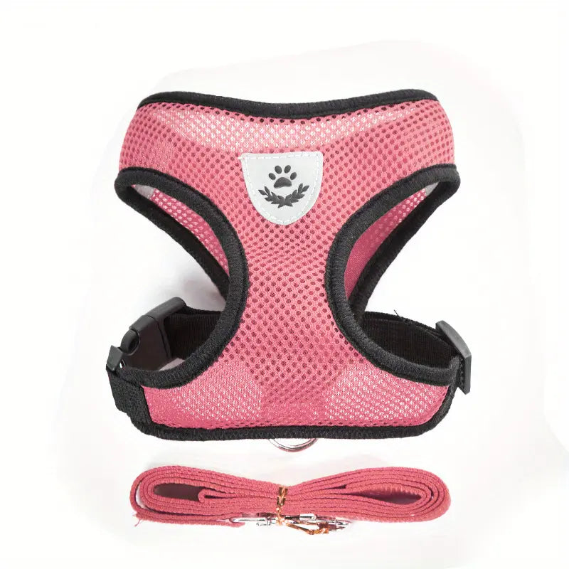 Reflective Pet Harness And Leash Set For Dogs And Cats