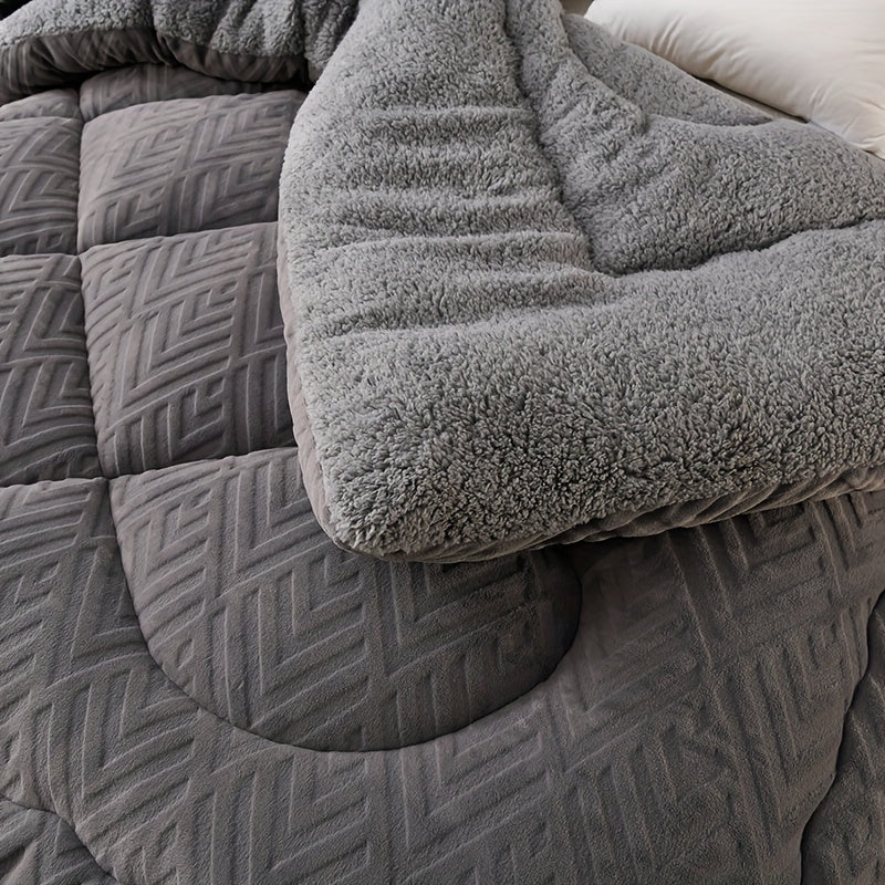 1pc Luxury Plush Warm Quilt Winter Quilt - Milk Velvet Super Soft Quilt Core Can Be Washed, Quilted Quilt Cover, Fashionable Autumn and Winter Bedding Filling 100% Polyester Very Suitable for Autumn and Winter Cold Weather An