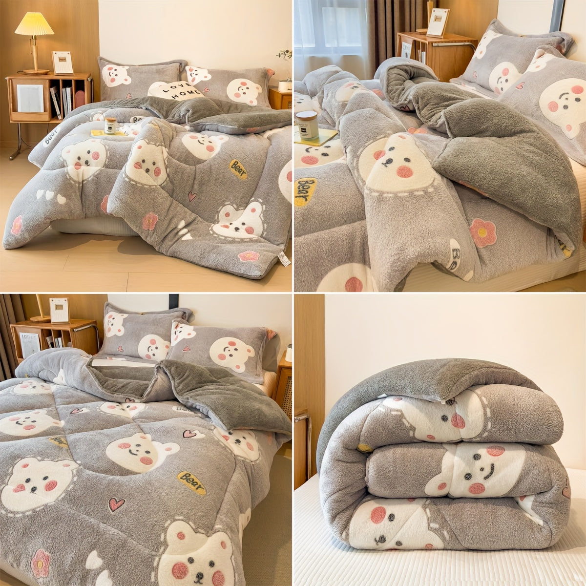 Bed cover,Ultra-Soft Plush Cartoon Quilt - Thick, Warm & Machine Washable for All Seasons - Cozy Bedding for Single to Double Beds