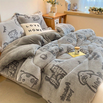 Cozy Dinosaur Print Reversible Fleece Comforter - Warm & Soft Winter Bedding for Home, Hotel, Dorm | Pillow Not Included