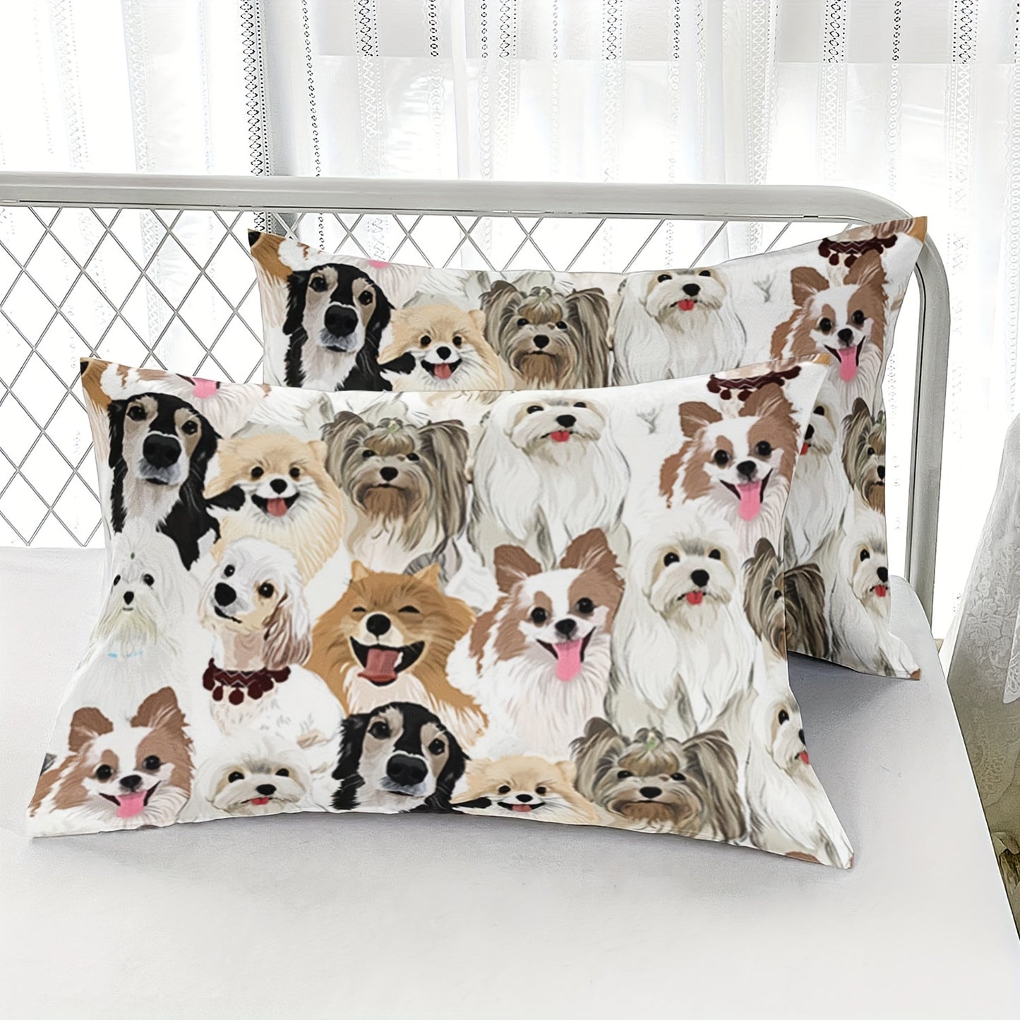 Cartoon Dog Comforter Set, Cute Dog Animals Bedding Set Soft Microfiber All Season (1 Comforter & 2 Pillowcases)