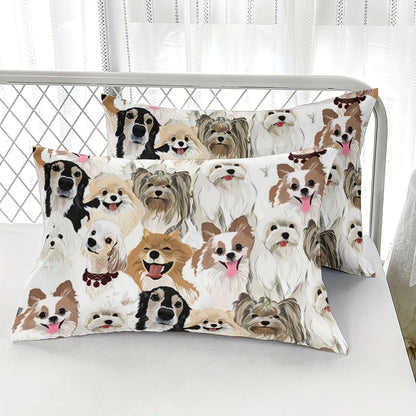 Cartoon Dog Comforter Set, Cute Dog Animals Bedding Set Soft Microfiber All Season (1 Comforter & 2 Pillowcases)