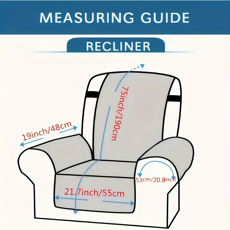 Thick, Warm Plush Recliner Slipcover - Cozy Non-Slip Sofa Cover for Living Room & Office Decor - Pet-Friendly, Machine Washable, Mixed Colors