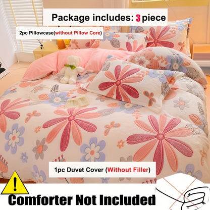 Floral Duvet Cover Set - 100% Polyester, All-Season Zippered Comforter Cover with 2 Pillowcases, Machine Washable Flower Pattern Bedding Set - Lightweight Woven Fabric, Active Printing, No Insert